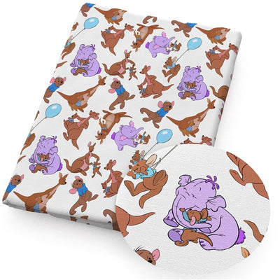 Heffalump Lumpy and Roo Winnie the Pooh Litchi Printed Faux Leather Sheet