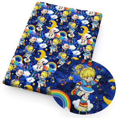 Rainbow Brite Litchi Printed Faux Leather Sheet Litchi has a pebble like feel with bright colors