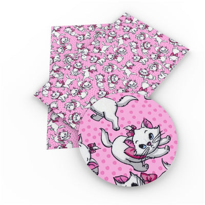 Aristocat Cat Litchi Printed Faux Leather Sheet Litchi has a pebble like feel with bright colors