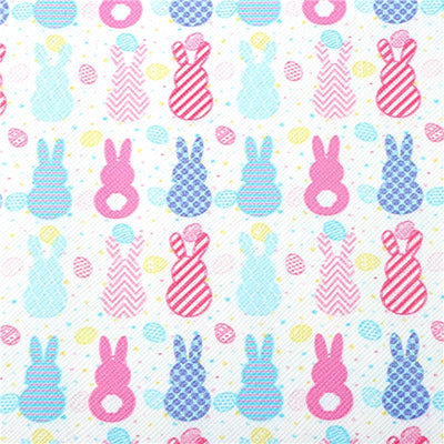 Easter Bunny with Glitter Double Pattern Faux Leather Sheet