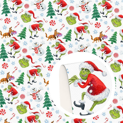 The Grinch Christmas Printed Faux Leather Sheet