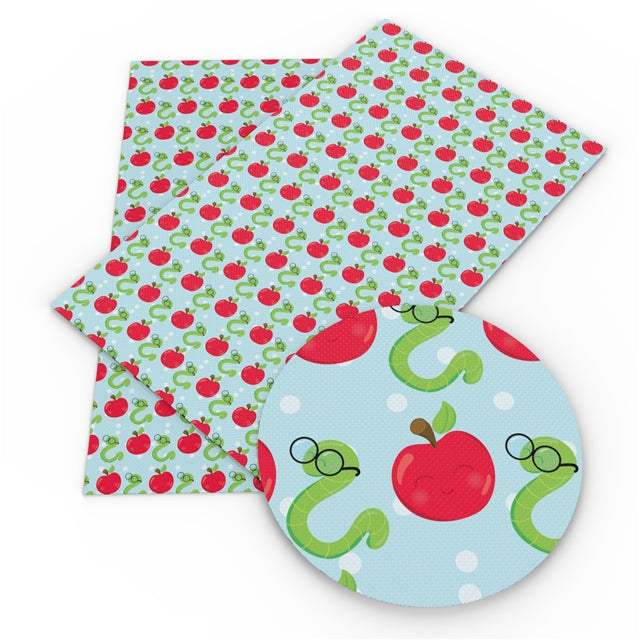 Back To School Litchi Printed Faux Leather Sheet Litchi has a pebble like feel with bright colors