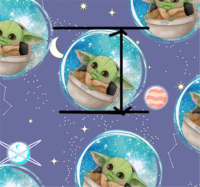 Baby Yoda Litchi Printed Faux Leather Sheet Litchi has a pebble like feel with bright colors