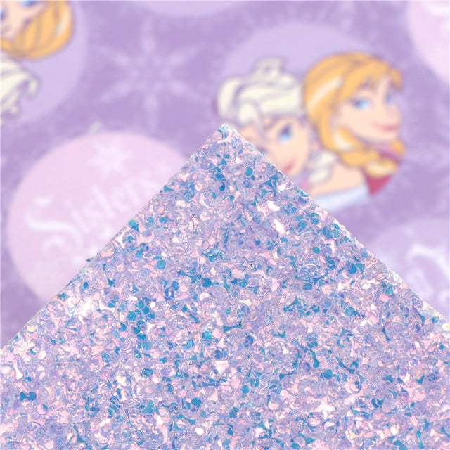 Frozen Glitter Double Sided Pattern Faux Leather Sheet