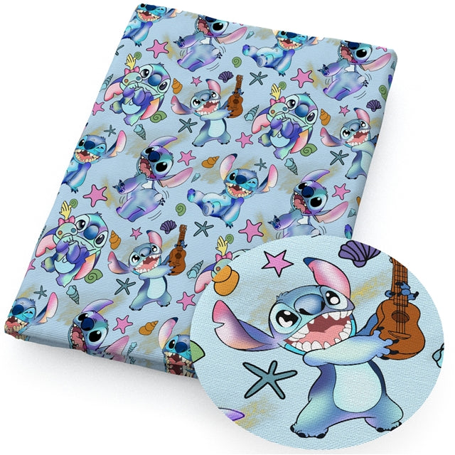 Blue Alien Litchi Printed Faux Leather Sheet Litchi has a pebble like feel with bright colors