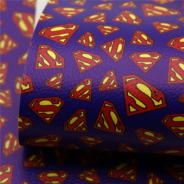 Superman Litchi Printed Faux Leather Sheet
