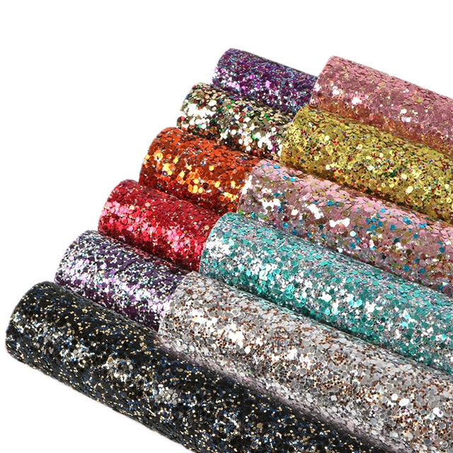 Sequin Chunky Glitter Printed Faux Leather Print Sheet