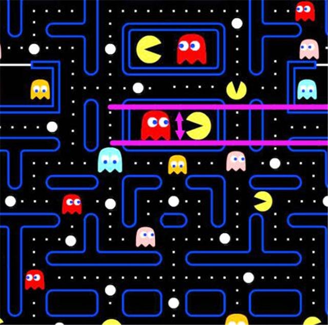 Pac-Man Litchi Printed Faux Leather Sheet Litchi has a pebble like feel with bright colors