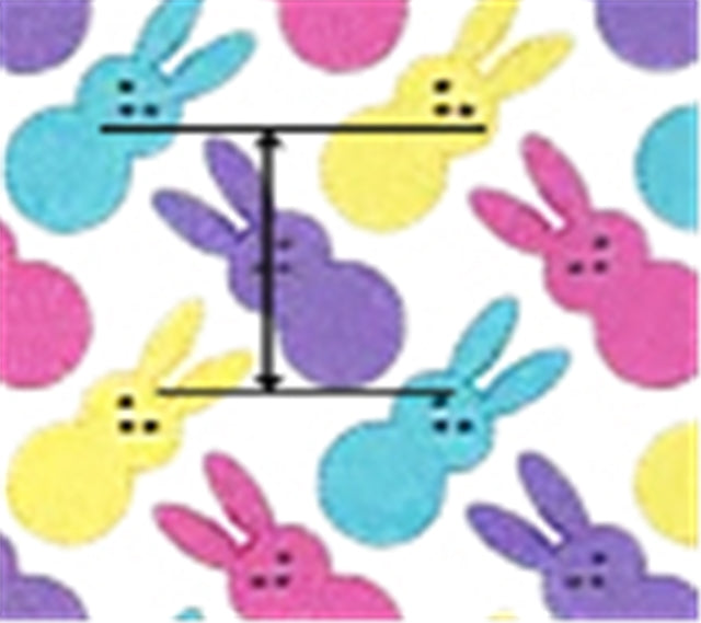 Easter Peeps Rabbits Litchi Printed Faux Leather Sheet Litchi has a pebble like feel with bright colors