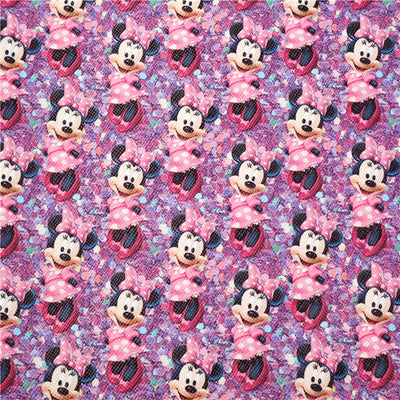 Minnie Mouse Glitter Double Sided Pattern Faux Leather Sheet