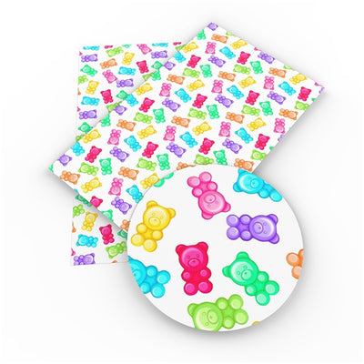 Gummy Bears Litchi Printed Faux Leather Sheet