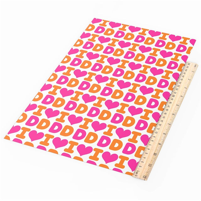 Dunkin’ Donuts Printed Faux Leather Sheet Litchi has a pebble like feel with bright colors