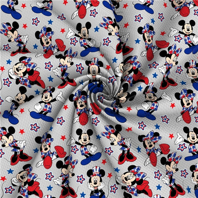 Minnie and Mickey Mouse July 4th Textured Liverpool/ Bullet Fabric with a textured feel