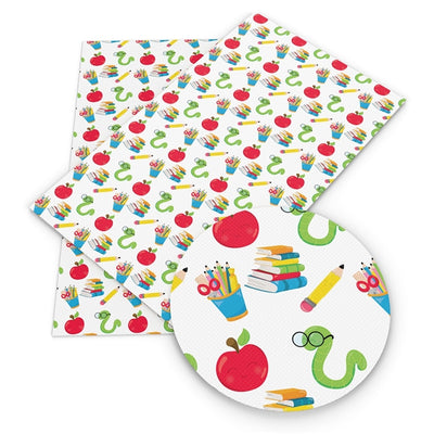 Back To School Litchi Printed Faux Leather Sheet Litchi has a pebble like feel with bright colors