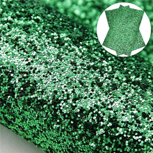 Christmas Green Chunky Glitter Printed Faux Leather Print Sheet