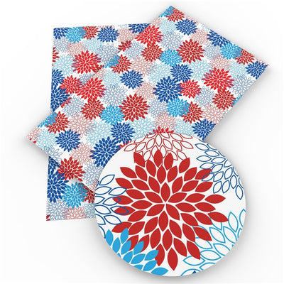 Red, White and Blue Burst Print Bullet Textured Liverpool Fabric