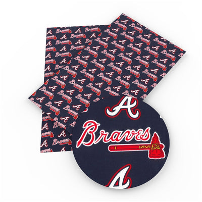 Braves Baseball Litchi Faux Leather Print Sheet