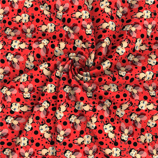 Ladybug Textured Liverpool/ Bullet Fabric with a textured feel and bright colors