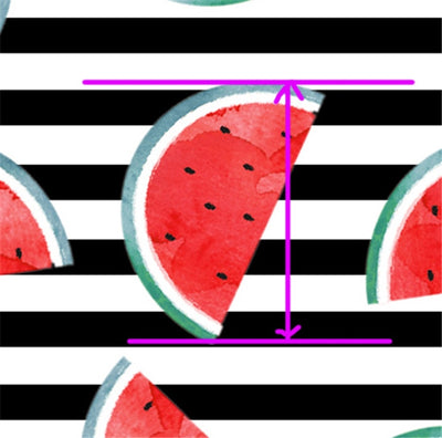 Watermelon and Black and White Stripes Printed Faux Leather Sheet
