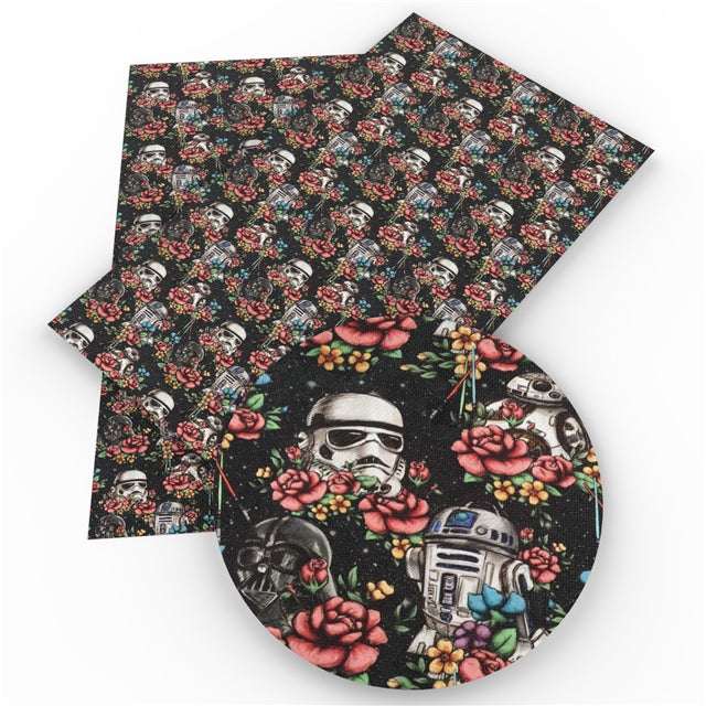 Star Wars Litchi Printed Faux Leather Sheet Litchi has a pebble like feel with bright colors