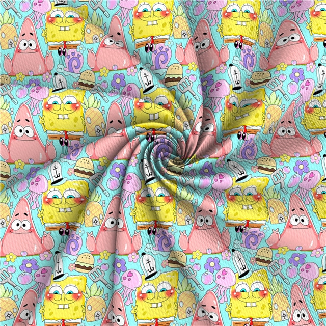 Sponge Bob and Patrick Textured Liverpool/ Bullet Fabric with a textured feel and bright colors