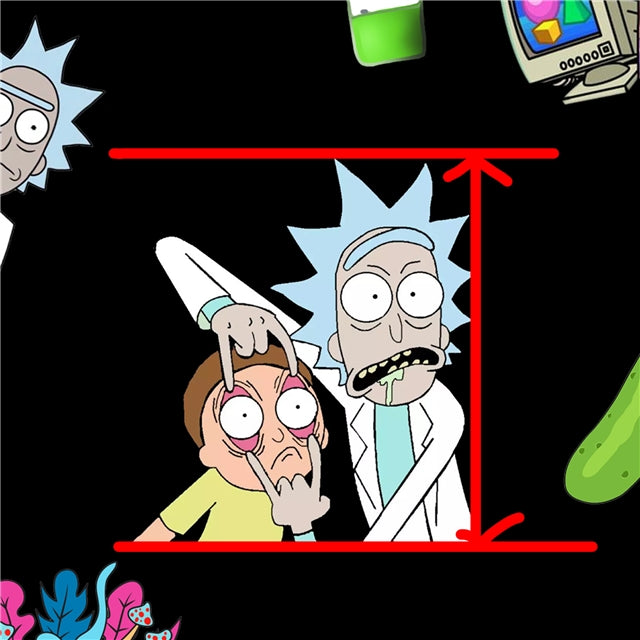 Rick and Morty TV Show Litchi Printed Faux Leather Sheet Litchi has a pebble like feel with bright colors