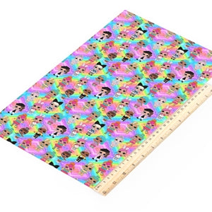 LOL Doll Litchi Printed Faux Leather Sheet Litchi has a pebble like feel with bright colors