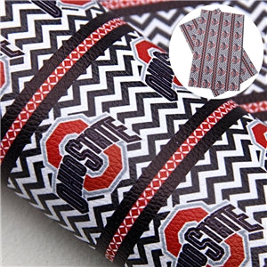 Ohio State Football Sports Litchi Printed Faux Leather Sheet Litchi has a pebble like feel with bright colors