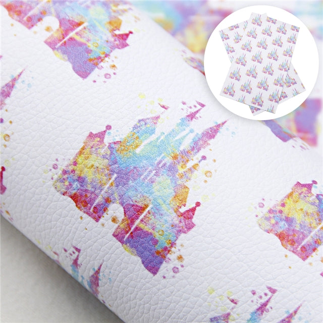 Castle Litchi Printed Faux Leather Sheet Litchi has a pebble like feel with bright colors