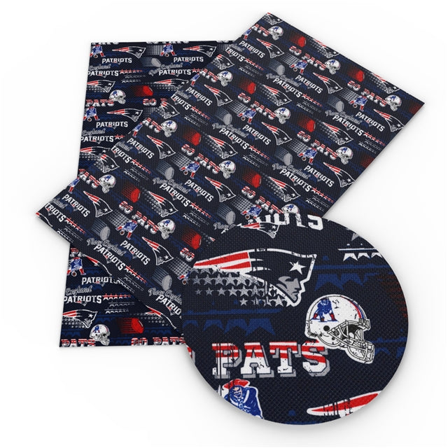 Patriots Football Litchi Printed Faux Leather Sheet