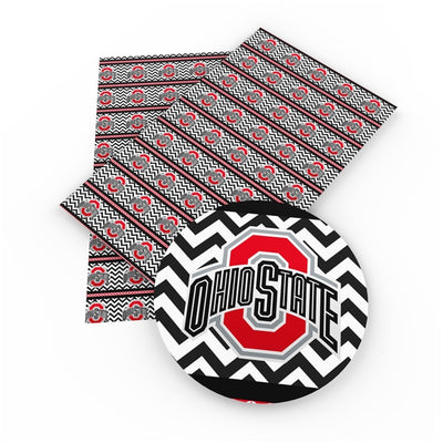 Ohio State Football Sports Litchi Printed Faux Leather Sheet Litchi has a pebble like feel with bright colors