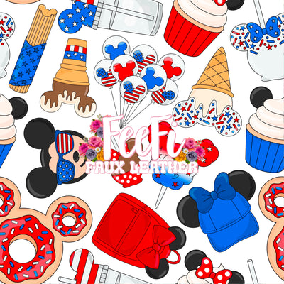 Mouse July 4th Red, White and Blue Textured Liverpool/ Bullet Fabric with a textured feel