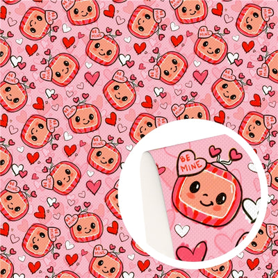 Cocomelon Character Valentine Hearts Printed Faux Leather Sheet