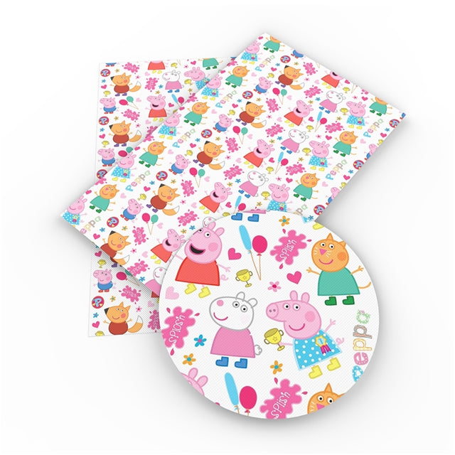 Peppa Pig Litchi Printed Faux Leather Sheet Litchi has a pebble like feel with bright colors