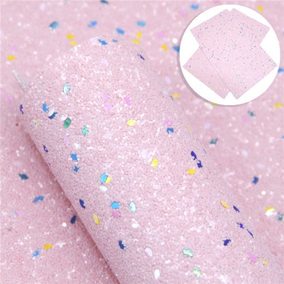 Chunky Glitter with Sequins Printed Faux Leather Print Sheet