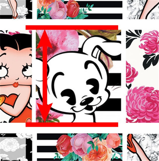 Betty Boop Litchi Printed Faux Leather Sheet Litchi has a pebble like feel with bright colors