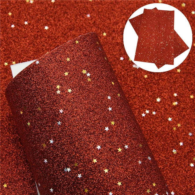 Fine Glitter with Stars Printed Sheet Multiple Colors