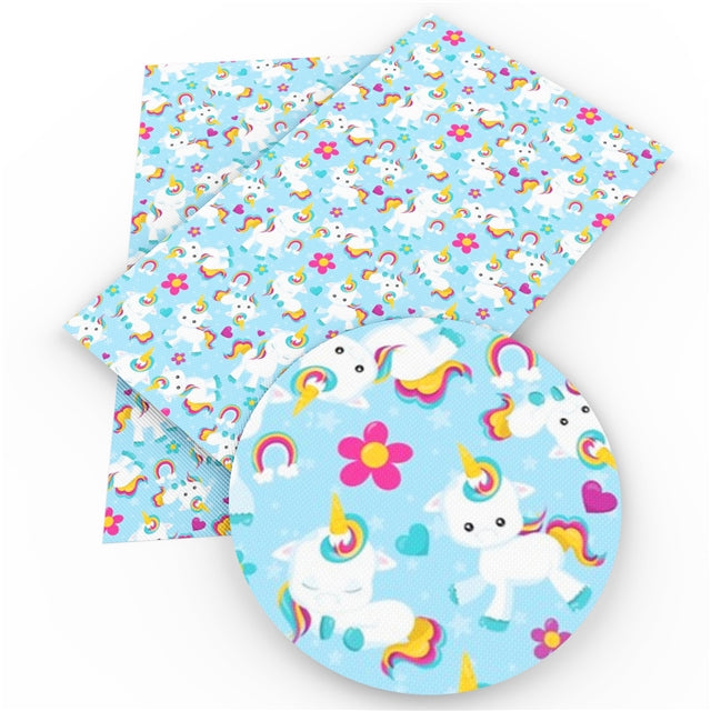 Unicorn Litchi Printed Faux Leather Sheet Litchi has a pebble like feel with bright colors