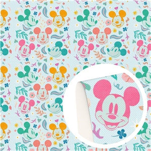 Mouse Printed Faux Leather Sheet Litchi has a pebble like feel with bright colors