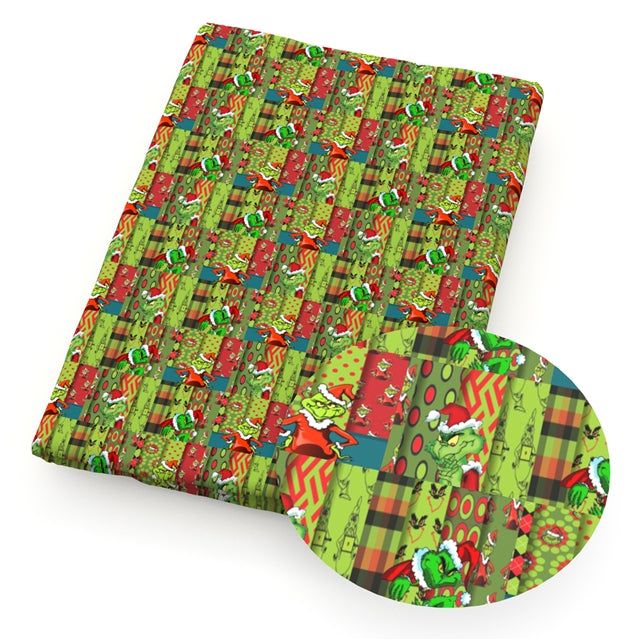 The Grinch Christmas Print Bullet Textured Liverpool Fabric