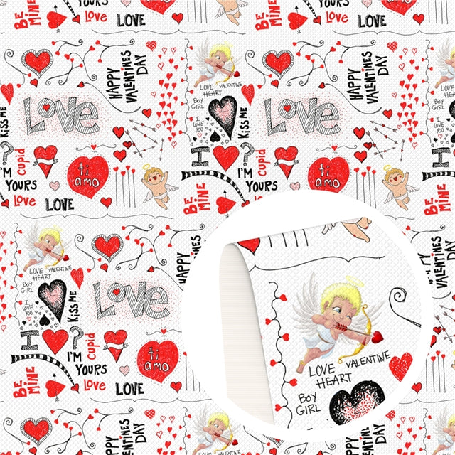 Valentine Cupid Printed Faux Leather Sheet