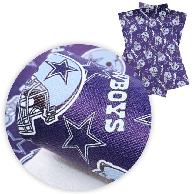 Cowboys Football Litchi Printed Faux Leather Sheet