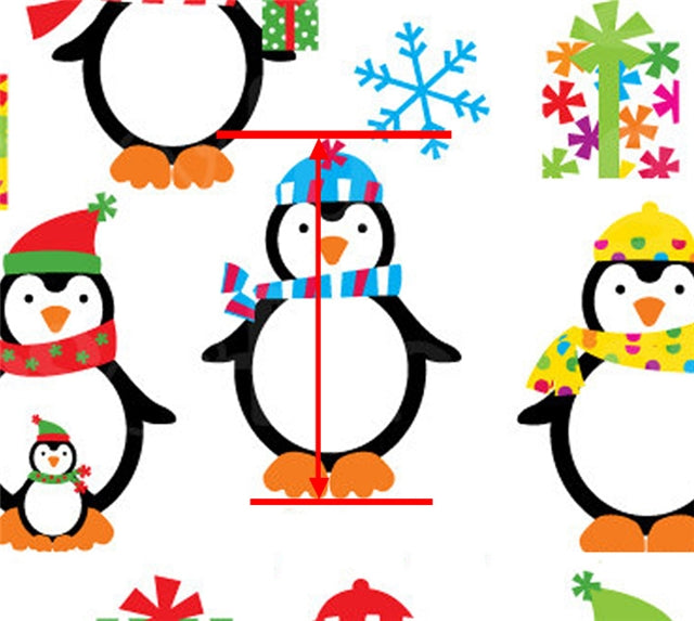 Christmas Penguins Litchi Printed Faux Leather Sheet Litchi has a pebble like feel with bright colors