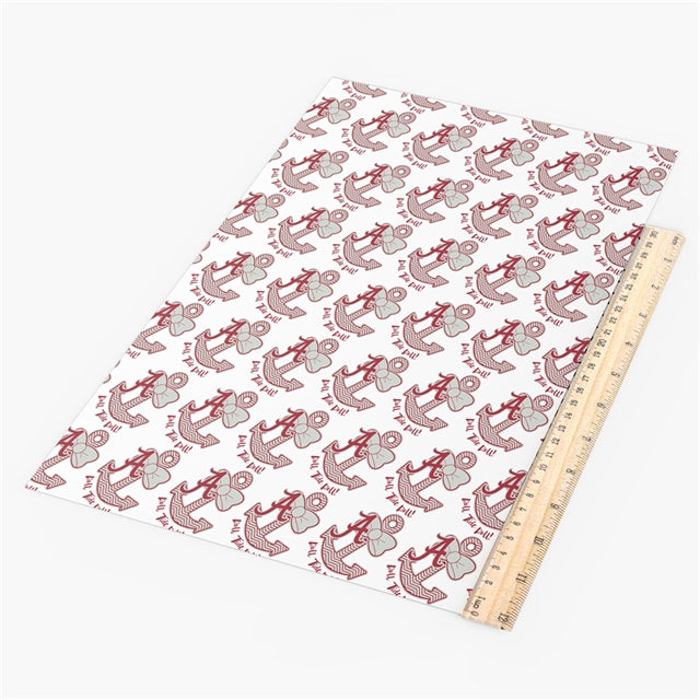 Roll Tide Football Litchi Printed Faux Leather Sheet Litchi has a pebble like feel with bright colors