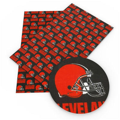 Browns Football Litchi Printed Faux Leather Sheet Litchi has a pebble like feel with bright colors