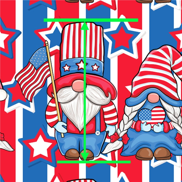Red, White and Blue Gnomes Printed Faux Leather Sheet