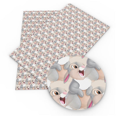 Thumper Bunny Printed Faux Leather Sheet Litchi has a pebble like feel with bright colors