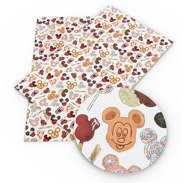 Snacks Litchi Printed Faux Leather Sheet Litchi has a pebble like feel with bright colors