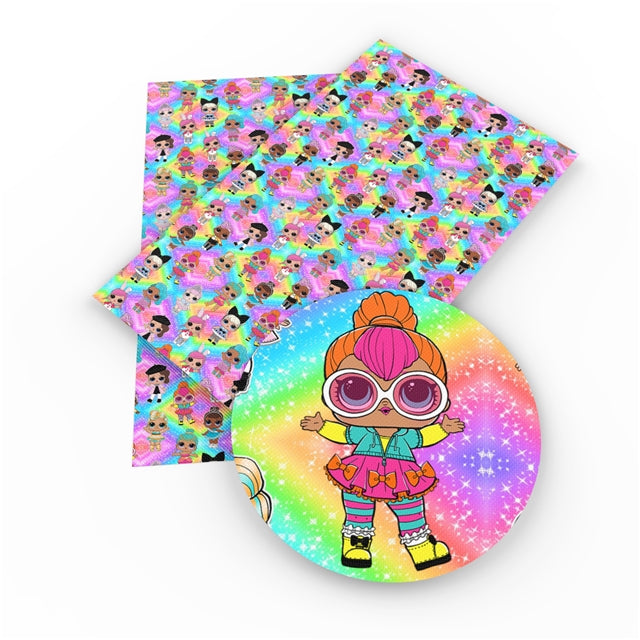 LOL Doll Litchi Printed Faux Leather Sheet Litchi has a pebble like feel with bright colors