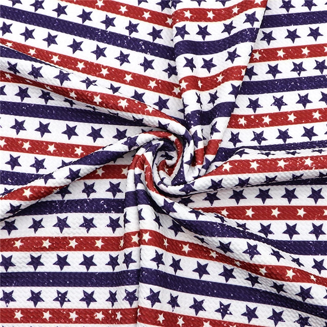 Red, White and Blue Stars Bullet Textured Liverpool Fabric